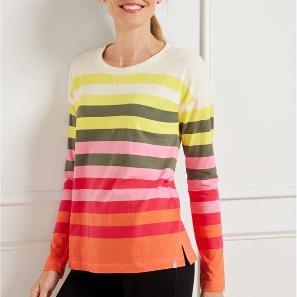 T by Talbots Large Petite CREWNECK PULLOVER TRAVERSE STRIPE - Picture 3 of 7